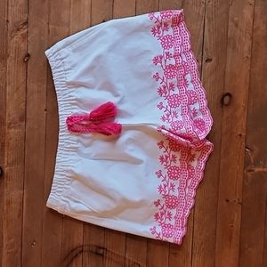 Pink Floral Scalloped & Tassle Short